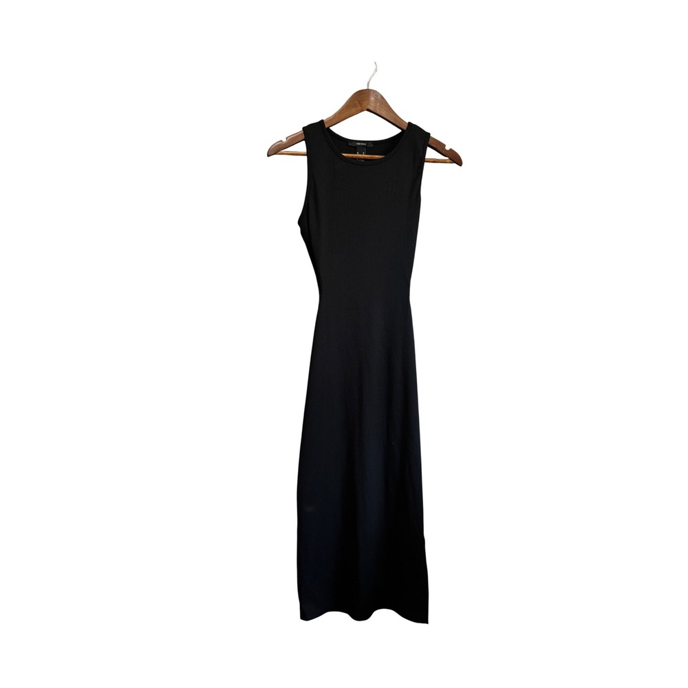 Forever 21 Midi Dress Womens Medium Black Excellent Ribbed‎ Cutout Side Slit